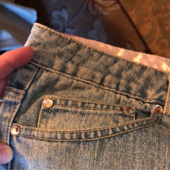 Dana Buchman Rhinestone Bow Blue Jeans - Picture 3 of 11